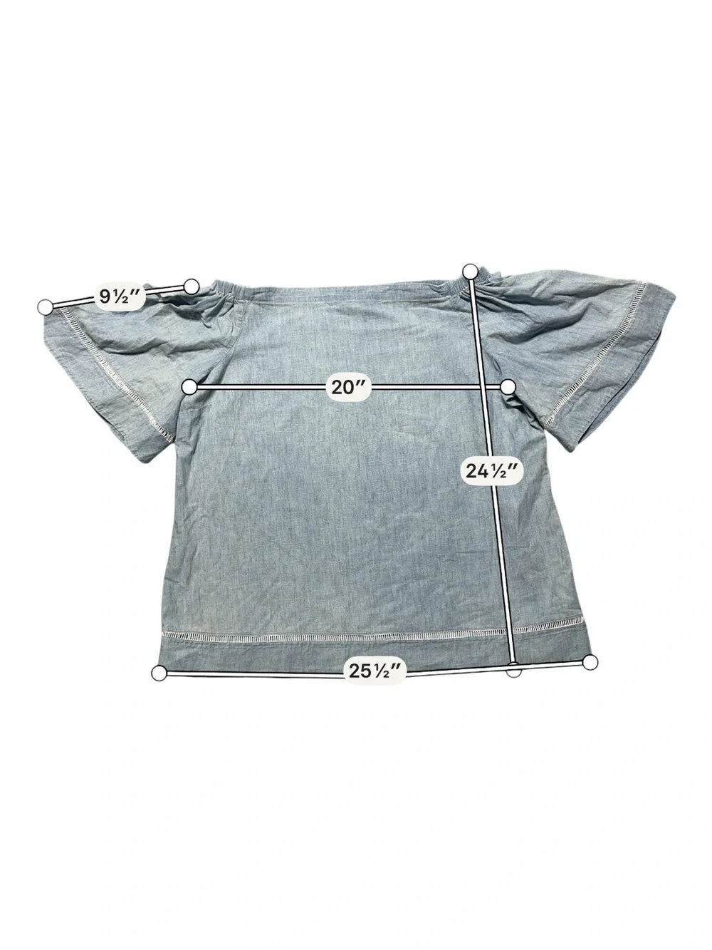 Lauren Ralph Lauren Womens XL blue chambray cotton off-the-shoulder Western Boho